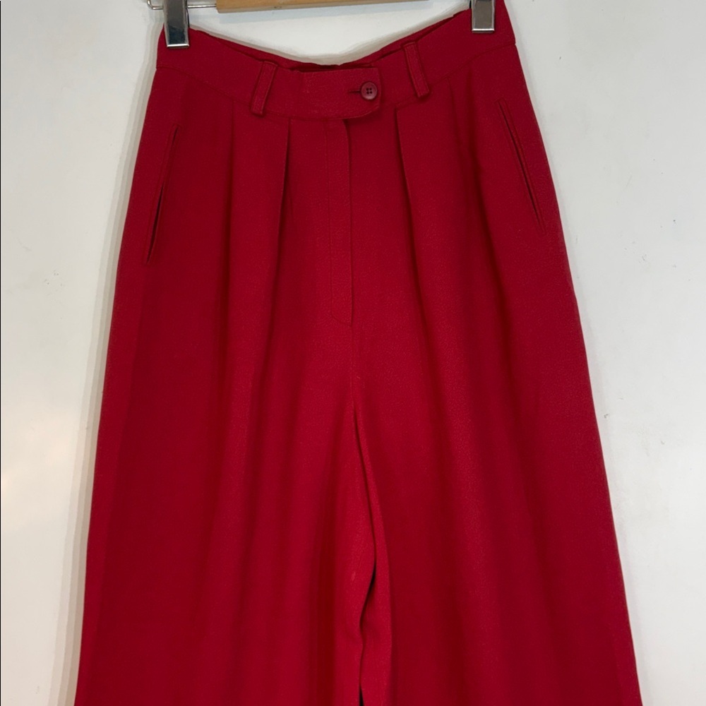 Sonia Rykiel Paris High Waist Wide Leg Trousers Red 42 small - Picture 2 of 10